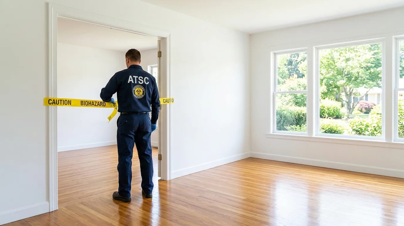 Certified biohazard cleanup crew performing Decomposition Cleanup in Saline